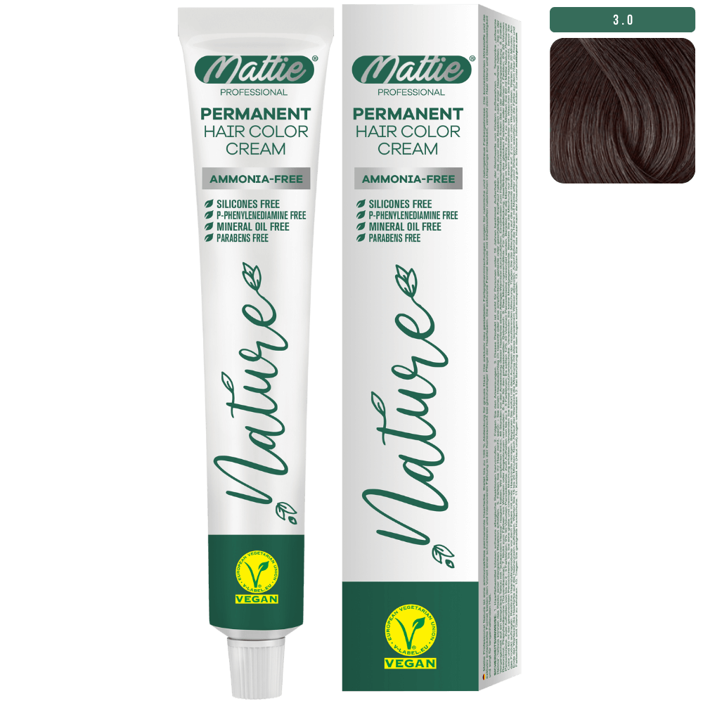 Mattie Professional Nature (3.0) Intense Dark Brown - Vegan Permanent Color Cream 60ml
