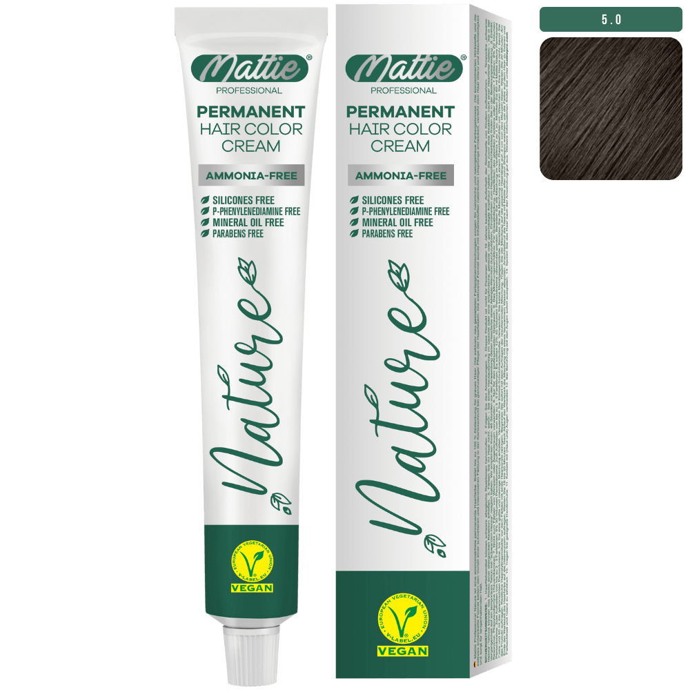 Mattie Professional Nature (5.0) Intense Light Brown - Vegan Permanent Color Cream 60ml