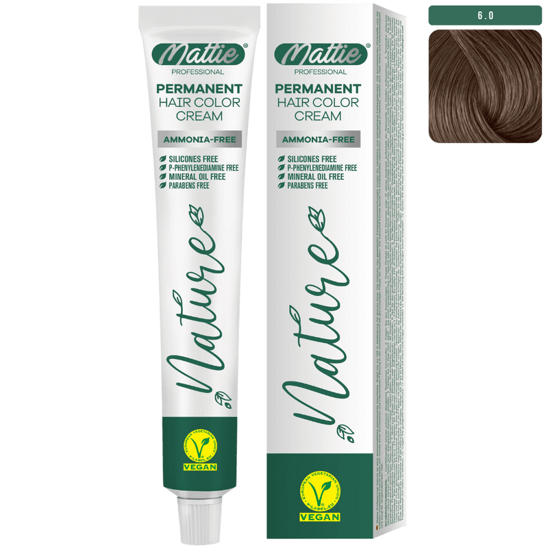 Mattie Professional Nature (6.0) Intense Dark Blonde - Vegan Permanent Color Cream 60ml