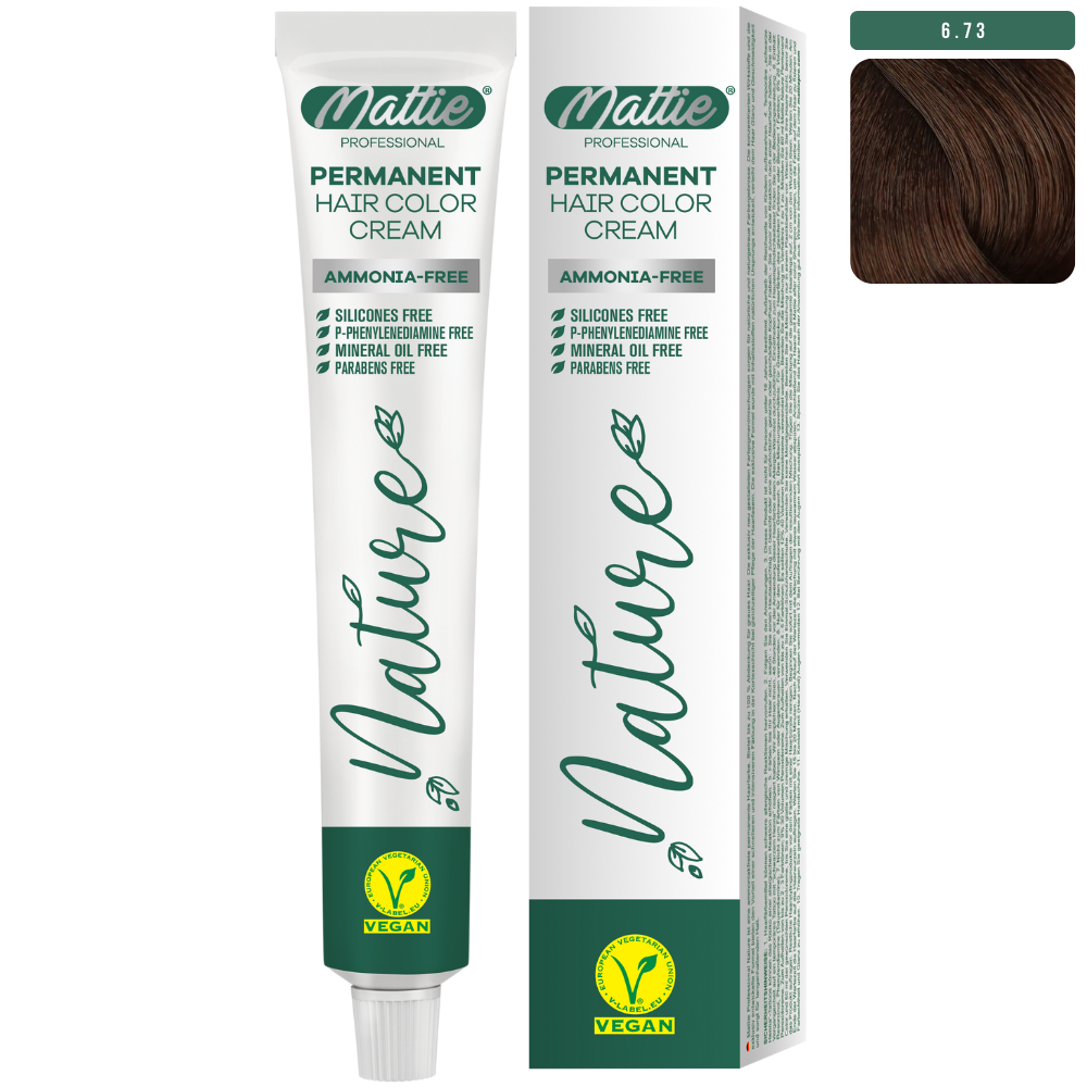Mattie Professional Nature (6.73) Dunkelblond Goldbraun - Vegan Permanente Haarfarbencreme 60ml