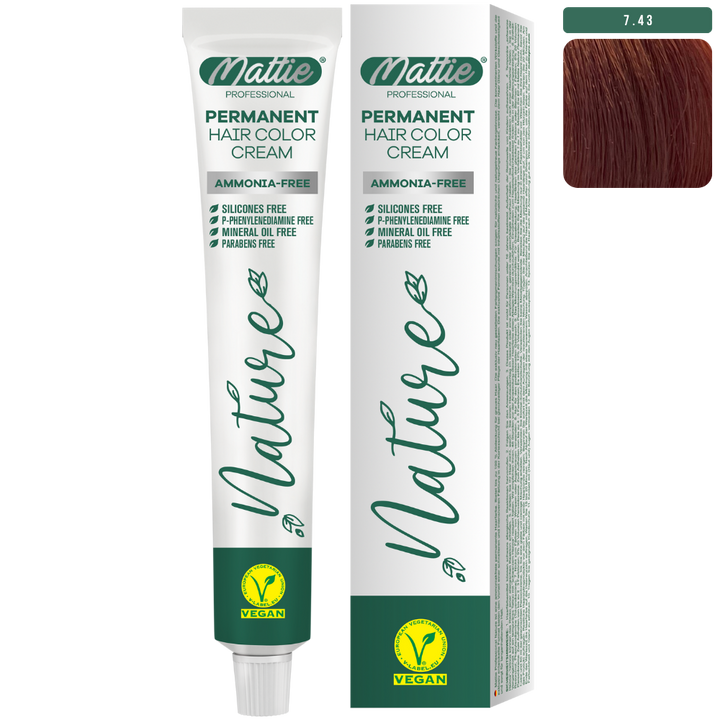 Mattie Professional Nature (7.43) Kupfer Gold - Vegan Permanente Haarfarbencreme 60ml