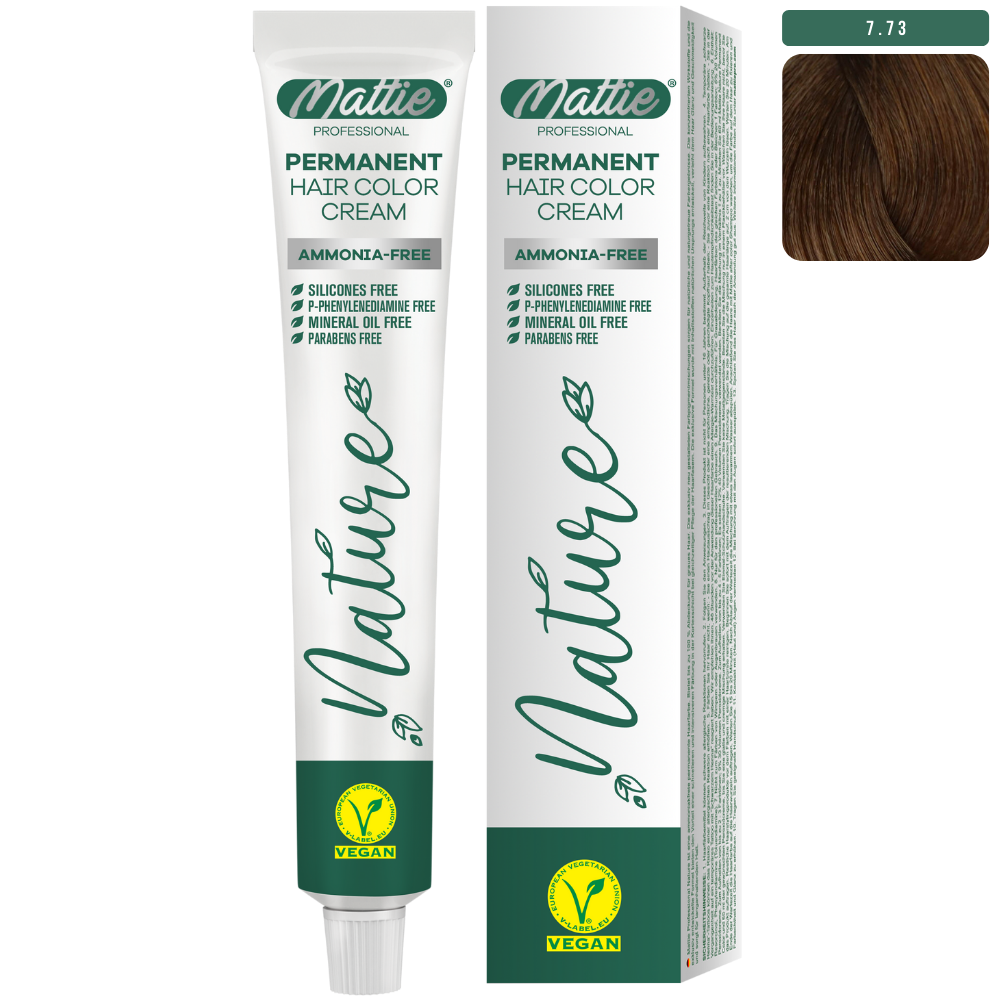 Mattie Professional Nature (7.73) Blond Goldbraun - Vegan Permanente Haarfarbencreme 60ml
