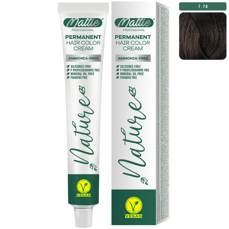 Mattie Professional Nature (7.78) Light Brunet Beige - Vegan Permanent Color Cream 60ml