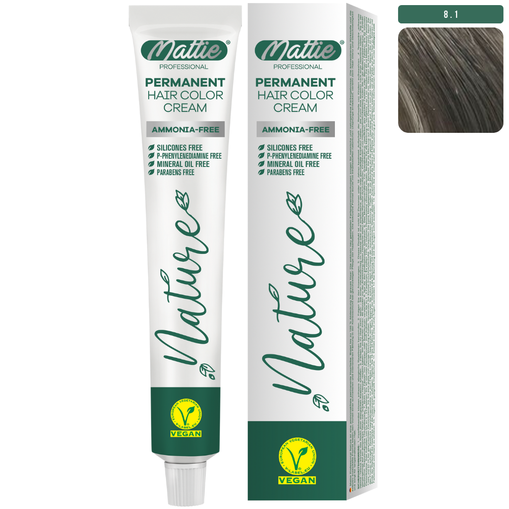 Mattie Professional Nature (8.1) Helles Aschblond - Vegan Permanente Haarfarbencreme 60ml