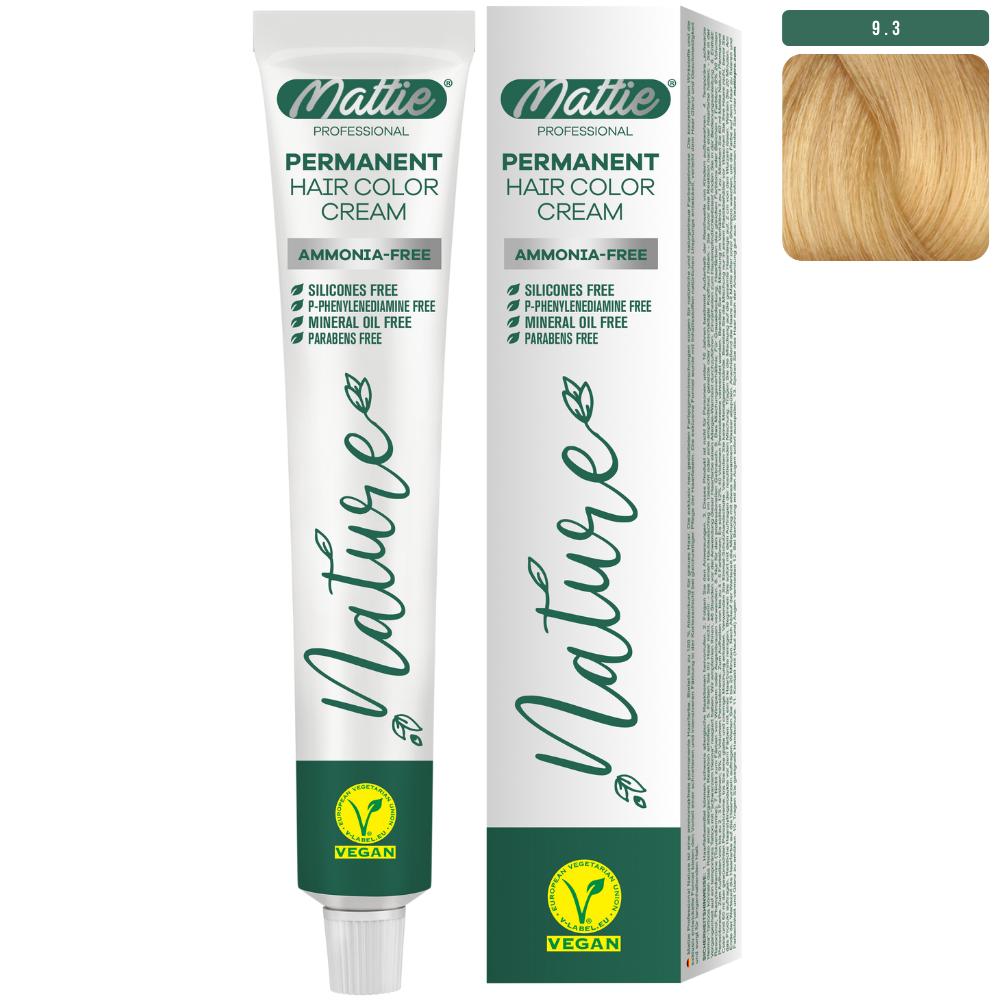 Mattie Professional Nature (9.3) Light Golden Blonde - Vegane Permanent Farbcreme 60ml